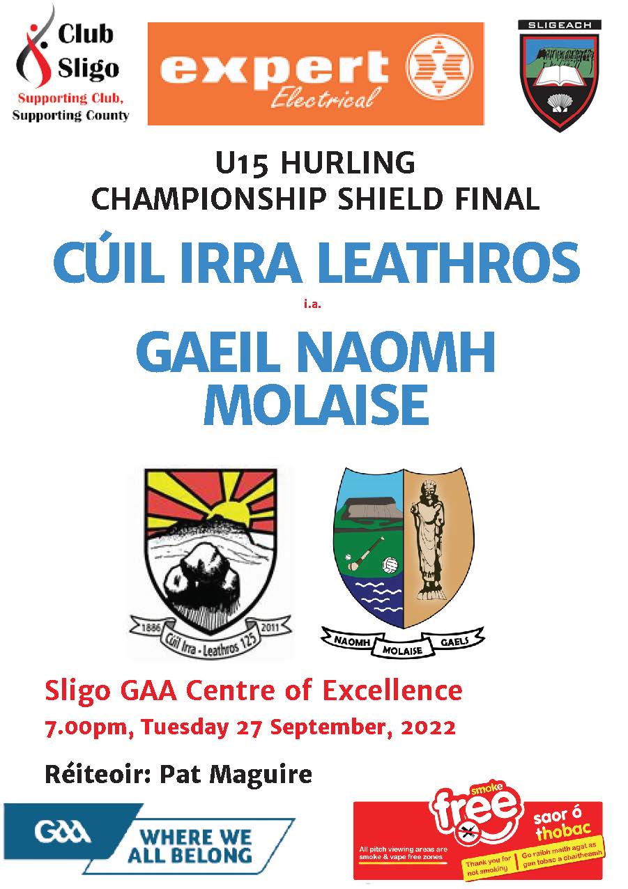 Programme for U15 Hurling Championship Shield Final Coolera Strandhill St Molaise Gaels